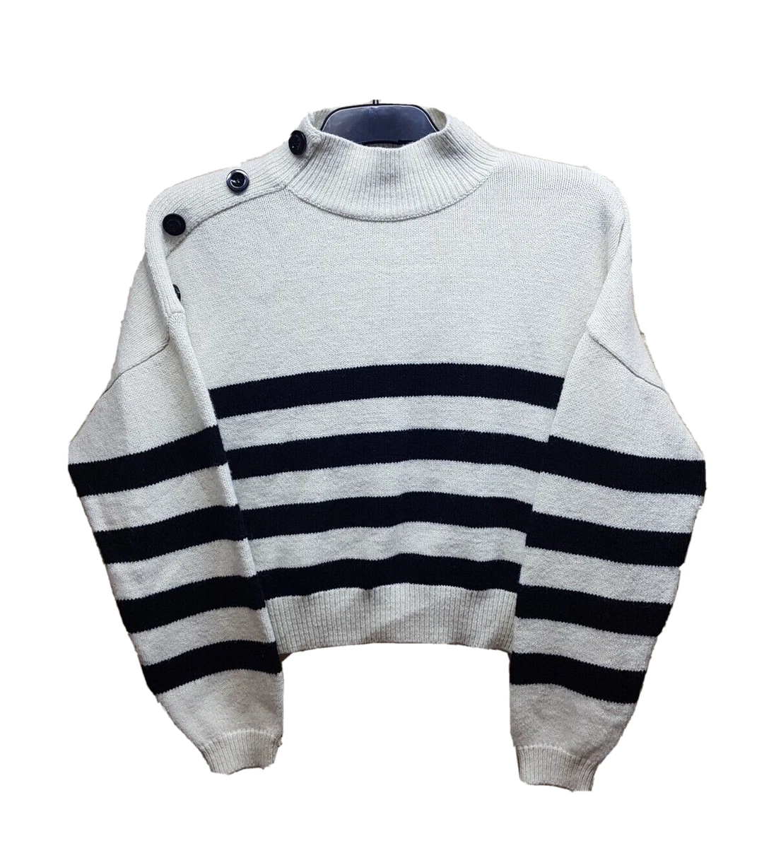 Primark Womens Striped White Black Jumper Size Large A1 eBay