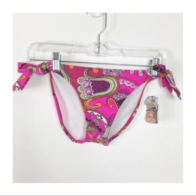 Hapari Bikini Bottom Women's Size XS 0-2 Pink Paisley Tie Sides UPF 50+