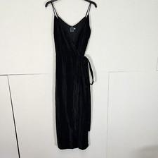 8 by Yoox Womens Dress Black Size EU 40 UK 12 Wrap Crushed Velvet Strappy Slits