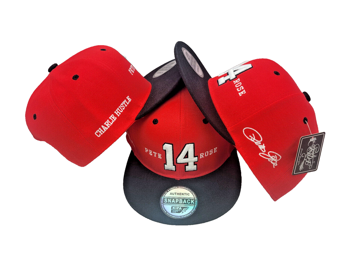 PETE ROSE #14 Red/Black Flat Bill SnapBack Hat Adjustable Baseball