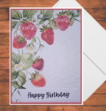 Sweet Strawberries A2 Embossed DIY Handmade Adult Card Kit Set of 6 w/Envelopes