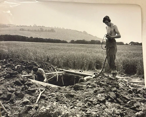 5 Press Photos - Did A Flying Saucer Come To Britain ? Martians Mystery Hole UK