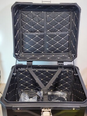 *NEW* LASIEYO Black Motorcycle Top Case, Aluminum Motorcycle Trunk Tour Tail Box
