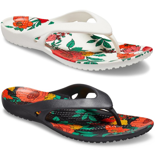 Crocs Kadee II Printed Floral Flip Flops Beach Summer Holiday Womens