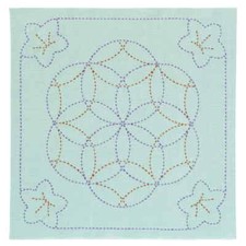 Olympus Sashiko Embroidery Kit "Hana Fukin Kikkyo and Hanazashi", Fabric Printed,