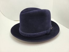 DOBBS HUNTER MOUNTAIN NAVY BLUE FUR FELT FEDORA HAT MADE IN USA