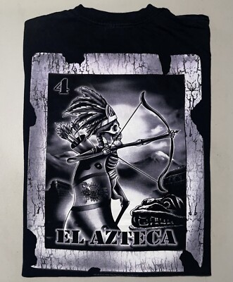 Sz 3XL - Loteria El Azteca T Shirt Double Sided T Shirt Y2K Vintage Deep Blue