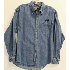 Port Authority Men's Long Sleeve Denim Shirt Button Down Collar Size M