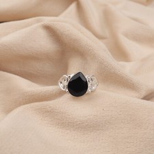 Natural Black Onyx Gemstone 925 Sterling Silver Ring Designer Handmade Ring.
