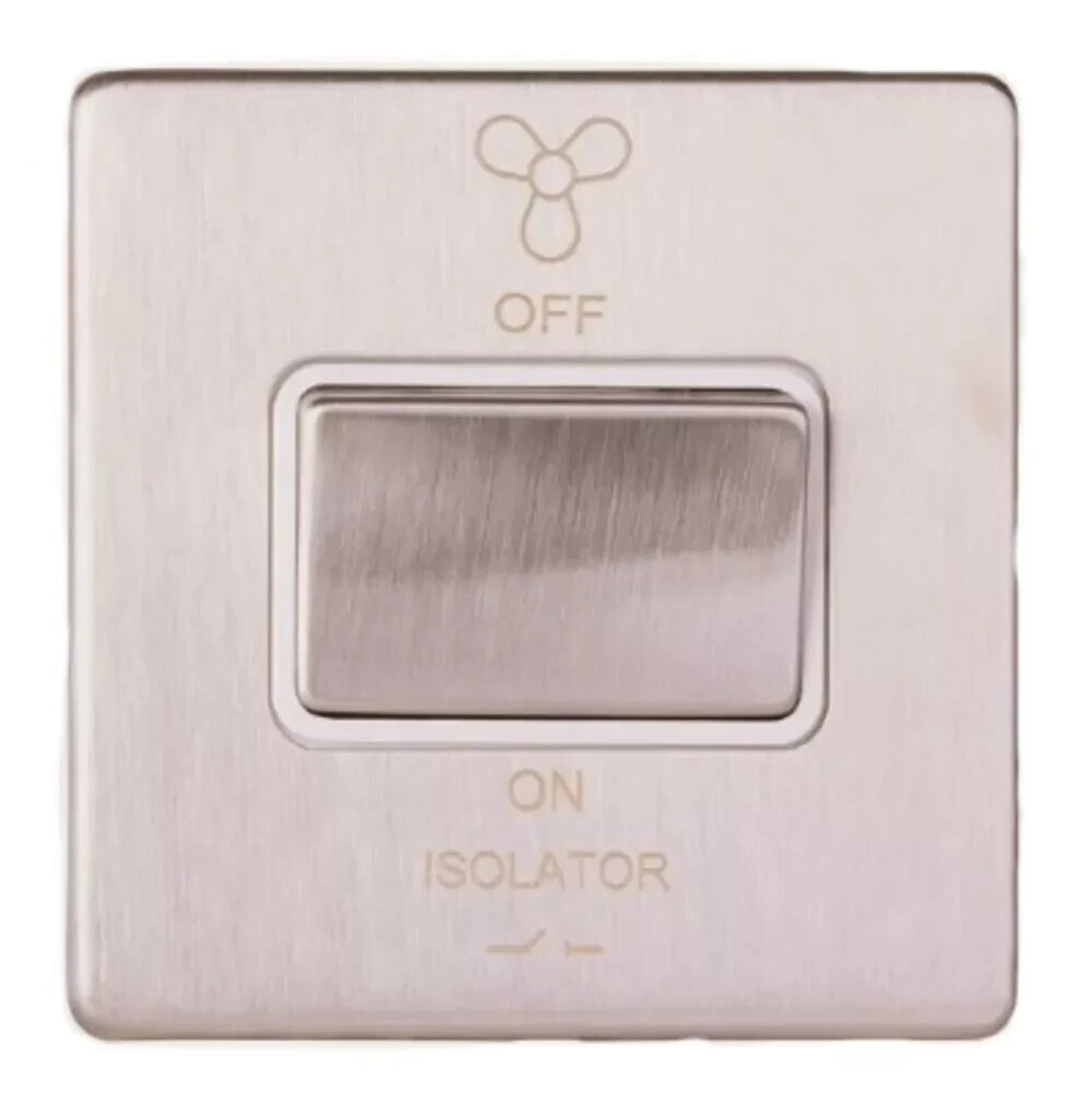 Deta 8507SCW Ultra Screwless 3 Pole Fan Isolator 10A Satin Chrome White Insert