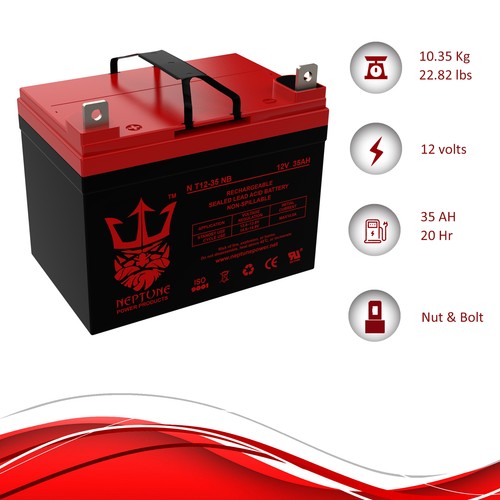 12V 35Ah U1 Deep Cycle AGM Solar Battery Replaces 33Ah, 34Ah, 36Ah - 2 Pack - Picture 7 of 9