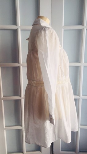 ZARA White LONG SHIRT WITH LACE TRIMS Ruffled Long Sleeve Size XS O3438 - Picture 6 of 10
