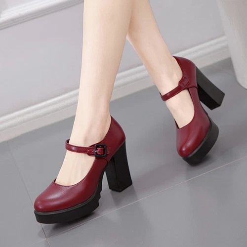 Women Mary Jane Ankle Strap Womens Chunky Platform Pumps Dressy Non-slip Buckle - Picture 23 of 26