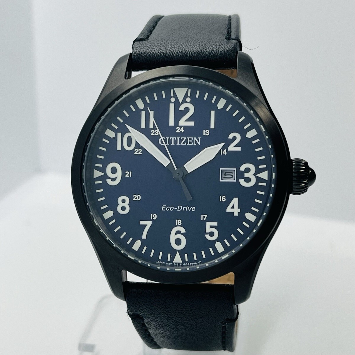 Citizen Garrison Men's Eco-Drive Black 41mm Leather Military Watch