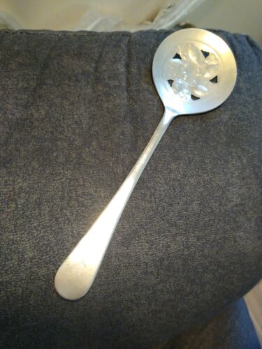 Sheffield England cucchiaio da servizio a fessura placcato argento motivo ghianda - Foto 1 di 3