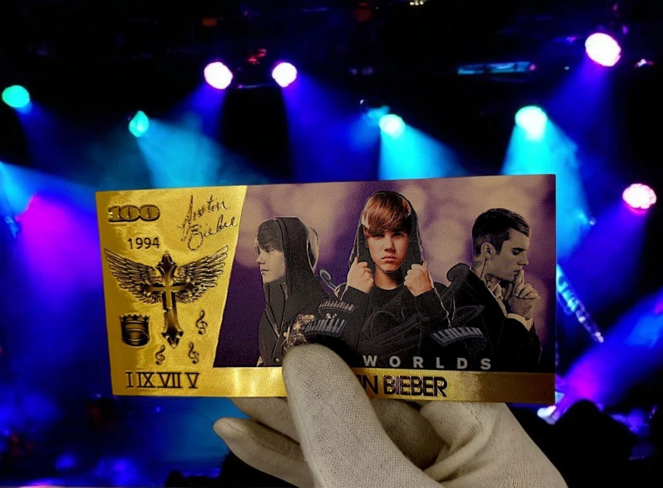 JUSTIN BIEBER Gold PVC Collectible Banknote – Limited Edition Pop Icon Tribute - Image 2 of 4