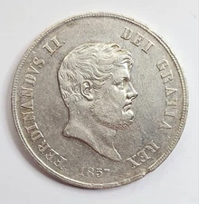 Naples Two Sicilies beautiful plate 120 grain 1857 Ferdinand II Bourbon