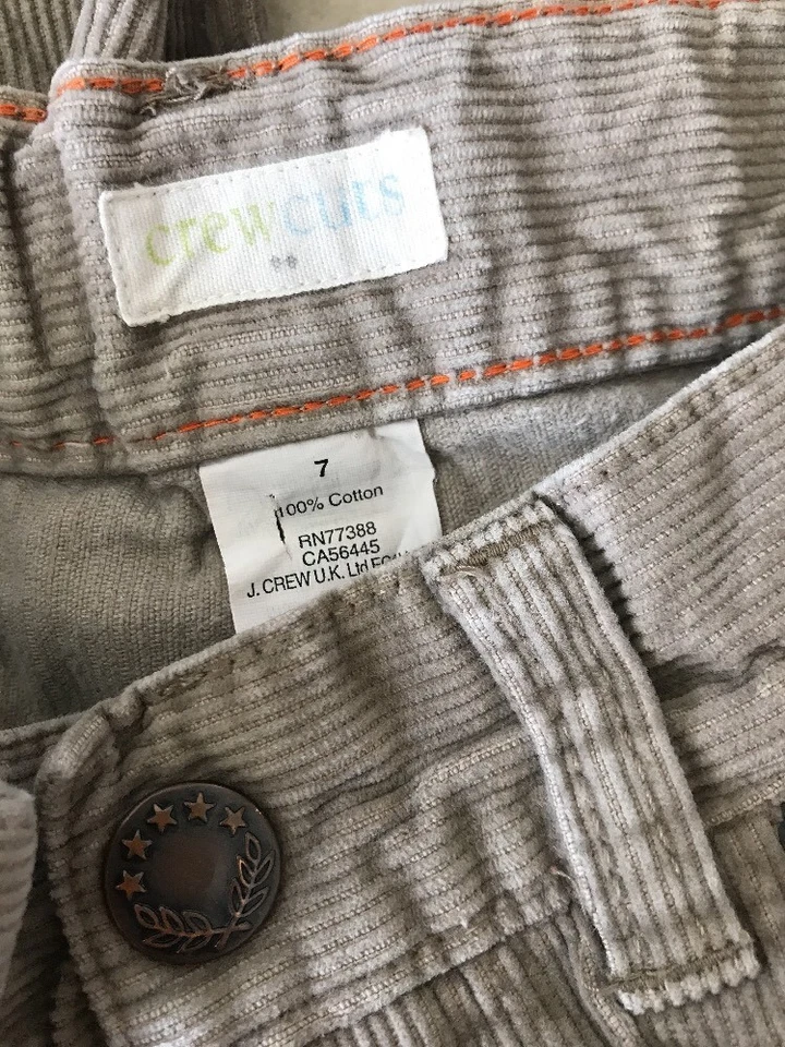 CREWCUTS Niños 7 8 Usado en Excelente Condición Conjunto Azul Marino Camisa Con Botones Tostado Pana Pantalones Jeans Foto 3 de 4