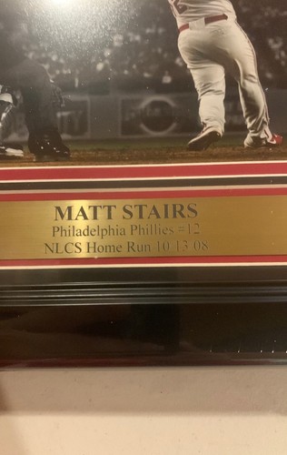 Matt Stairs autograph signed Phillies 08 NLCS Home Run 8x10 photo framed JSA - Picture 3 of 5
