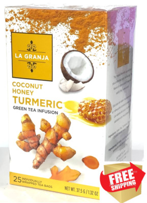 Coconut Honey Turmeric Tea - Herbals Pure Herbal Tea (25 Count) Coconut Flavor