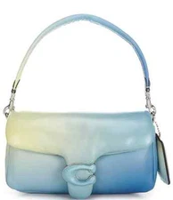 NWT $550 Coach Tabby 26 Pillow Aqua multi blue yellow Leather Shoulder Bag C0772