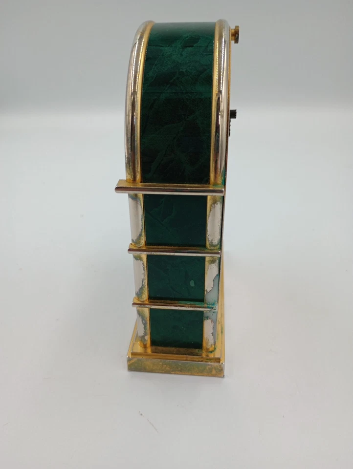 Vintage BULOVA Archtop Jutebox Green Jade Mantle Shelf Desk Alarm Clock Works! - Image 4 of 4