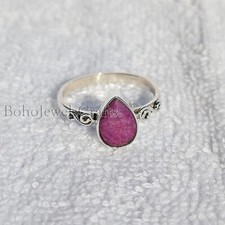Ruby Gemstone Rings 925 Sterling Silver Handmade Bohemian Women's Jewelry B 411