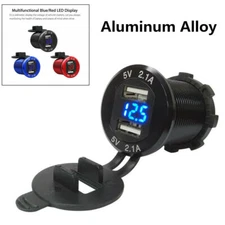 12V 4.2A 21W Dual USB Car Cigarette Lighter Charger Socket LED Digital Voltmeter