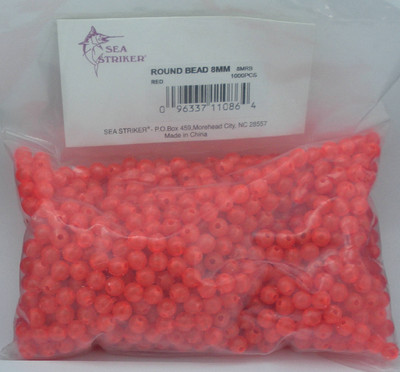 Sea Striker 8MRB 8mm Plastic Red Beads for Rigs 1000CT
