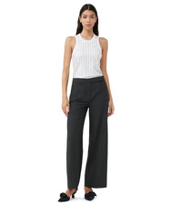 $295 GANNI - Gray Drapey Melange Mid Waist Wide Leg Trousers Pants - Women's 34