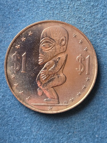 Cook Islands Elizabeth II Very Large $1 coin 1983 Fertility Tiki Tangaroa UNC-S