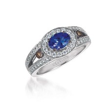 LeVian 1 1/8 cts Blue Tanzanite and Diamond Ring in 14K White Gold Sz5