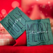 Merry Christmas Blessing Holly Jolly Cases Throw Pillow Cover Home Cushion Set 2
