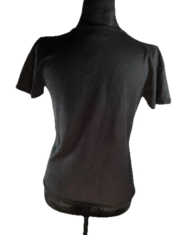 Camisa ajustada preta manga curta requisitos vintage bebê boneca bordada flor MD - Imagem 3 de 4