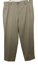 Izod Pants Chino Khaki Mens 38 Straight Leg Flat Front Wrinkle Free 38x32 