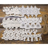 Holz AnhäNger Weihnachtsbaum Deko Christbaumschmuck Elch Schneeflocke 24 StüCk