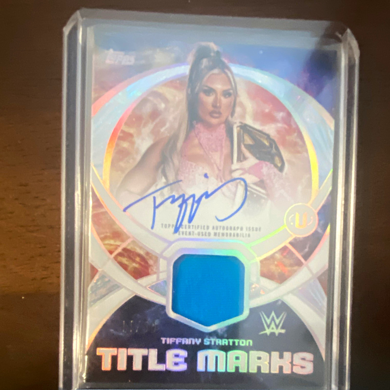 Topps 2024 Tiffany Stratton WWE Title Marks Red Refractor Auto Relic Card #TM-TS view 1