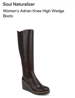 Soul Naturalizer Women's Adrian Knee High Wedge Boots 9.5 Wide