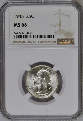 1945 Washington Quarter NGC MS66 Silver Coin 25C