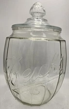 Vintage REICH'S Candy Store Glass Advertising Counter Jar With Lid