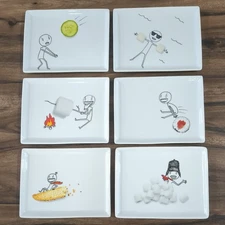 CB2 Crate & Barrel Retired Oliver Appetizer Snack Plates Set Of 6 - 5x6.5 inches