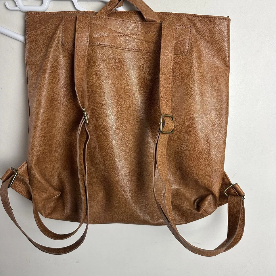 Mochila Thirty-One High Street Bolso de Mano Cuero Vegano Cremallera Caramelo Tostado Foto 3 de 4