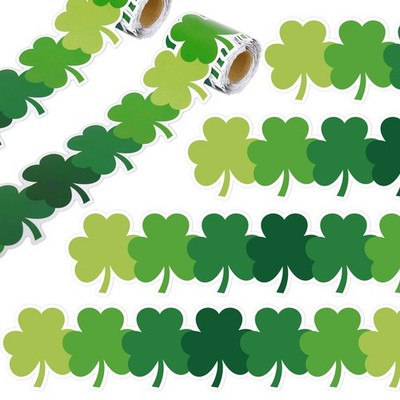 2 Rolls St. Patrick's Day Bulletin Board Border Lucky Green Shamrock Shaped Die 