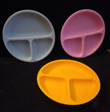 Lot of 3 Suction Divided Plates for Babies Toddlers Silicone