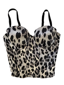 Victoria Secret 36C Back Off Baby Padded Leopard Animal Print Low Back Bustier