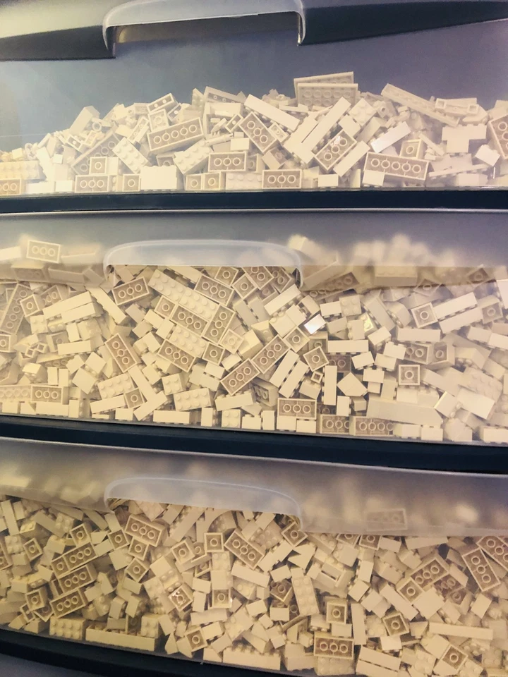 NUEVO - Lote de 1 libra libras Lego bronceado aleatorio piezas piezas ladrillos surtidos bloques beige Foto 2 de 2