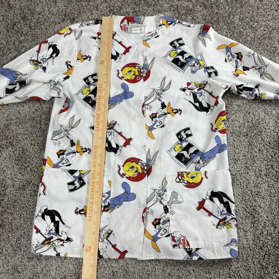 Vintage Looney Tunes Shirt Womens Small Cartoon Medical Scrub Bugs Bunny 90s - Image 2 of 4