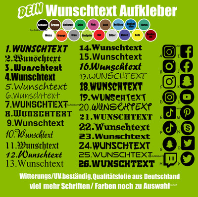 10cm Wunschtext Aufkleber Auto Boot Name Schriftzüge Sticker personalisiert Rad