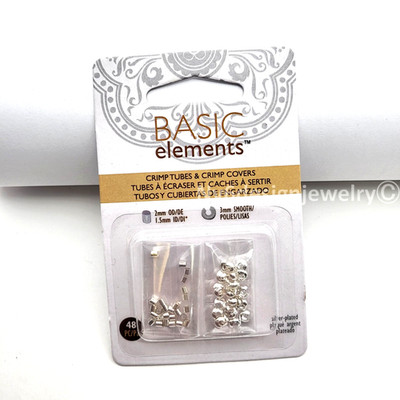 Beadsmith Silver Plated 2X2mm Crimp Tube and 3mm Crimp Cover