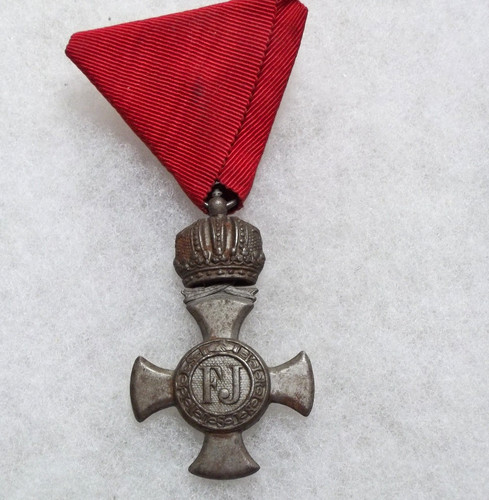 Austria Empire WW1 Iron Merit Cross w/Crown Civilian Original Medal & Ribbon